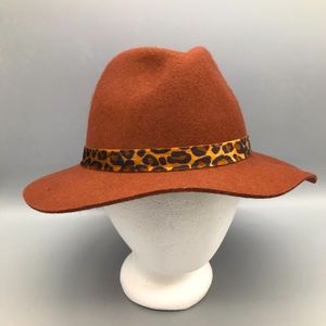 Fedora Women’s Wool Brown Hat Leopard Band New
